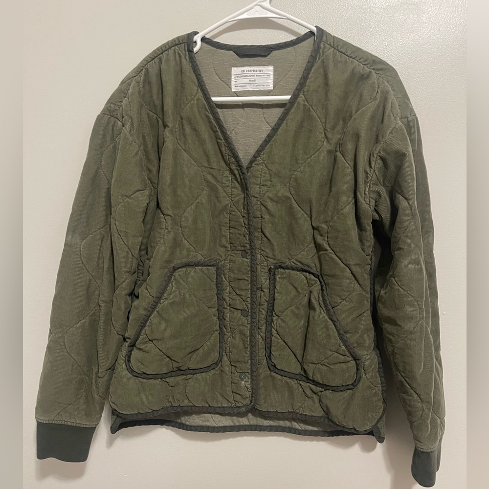 REI Olive Quilted Utility Jacket